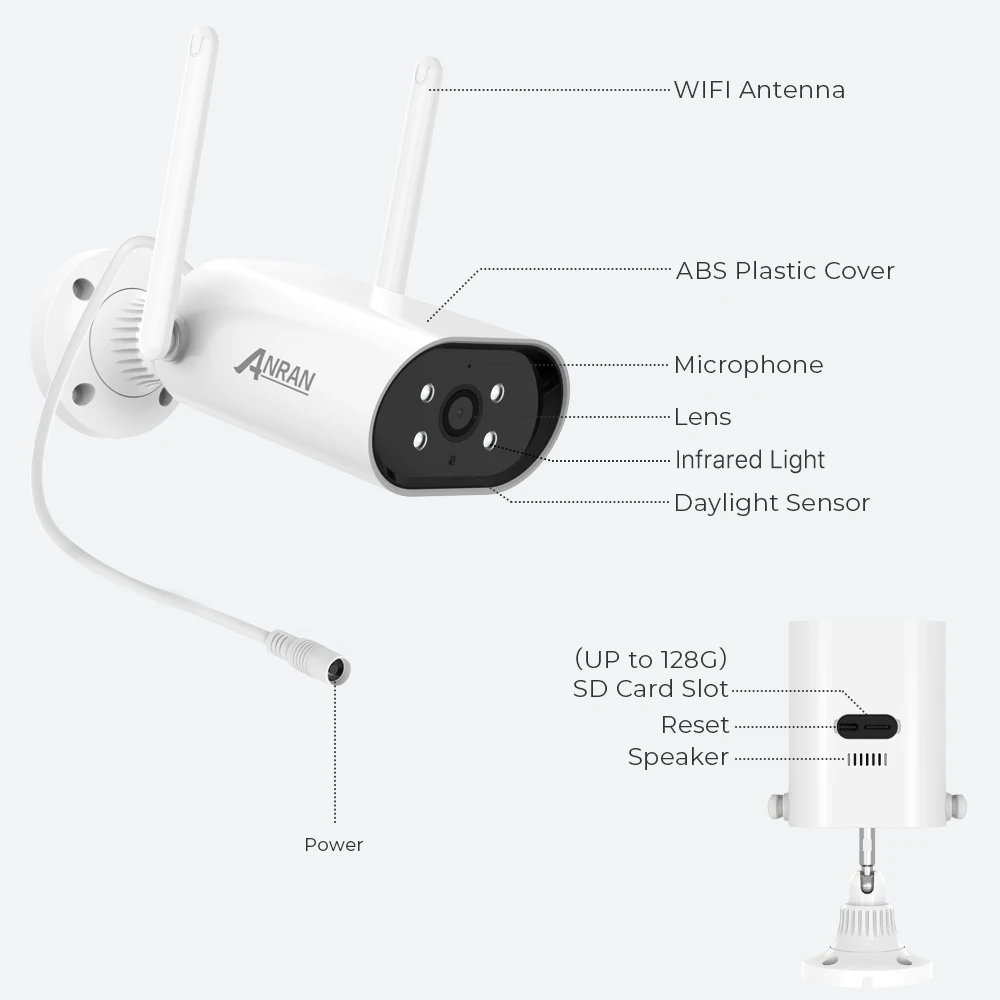 ANRAN 1296P Wireless Security CCTV System Wifi Surveillance Camera Kit 8CH NVR HD Video Two Way Audio Infrared Night Vision Set