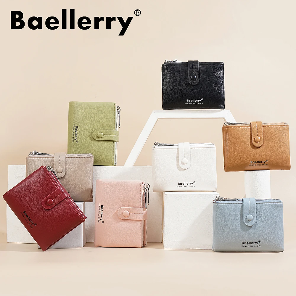 Baellerry Large Capacity Women's Wallet with 2 Zipper Compartments, Multi Functional Card Holder Organizer, Ins Style Short Wall