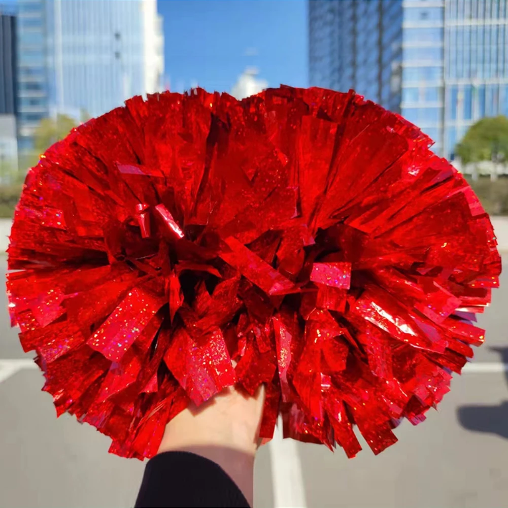 2 Pieces Cheerleading Pom with Handle Sports Team Spirit Cheering Dance Poms Cheerleading Shiny Cheer Pom Poms