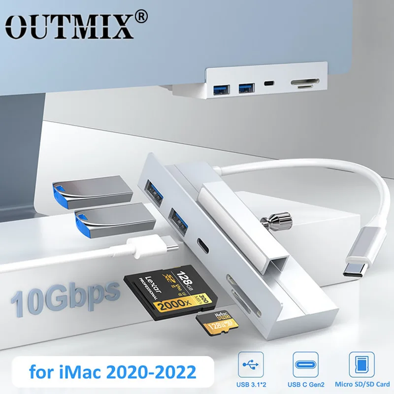 Grampo-tipo Usb 3.0 Hub para Imac 20232023 Adaptador Externo de Alumínio Multi Portas Usb Divisor com Cartão sd tf para Computador Unibody