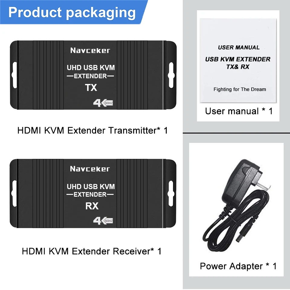 4K 60Hz HDMI USB KVM Extender over Ethernet CAT6 RJ45 1080P 60 Meters Extender K