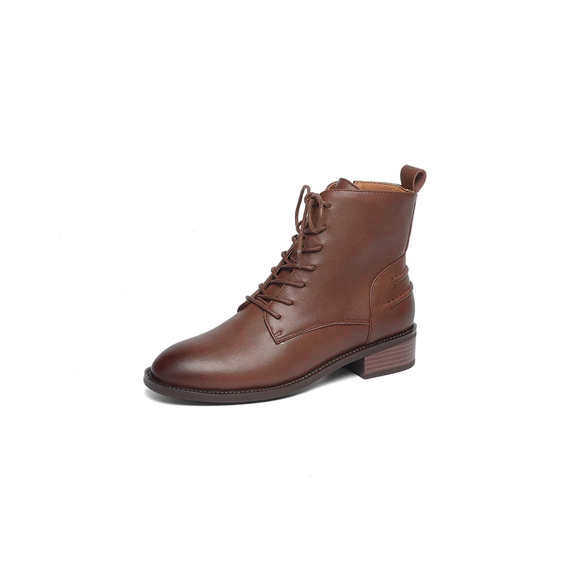 Split Leather Women Boots Hot Sales Autumn Shoes for Women Winter Handmade Boots Square Toe Chunky Heels Shoes Zapatos Mujer