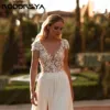 RODDRSYA Wedding Dress Chiffon Cap Sleeves Applique Double V-Neck Bride Gowns Side Split Vestidos Novias Boda Sweep Train Custom 4
