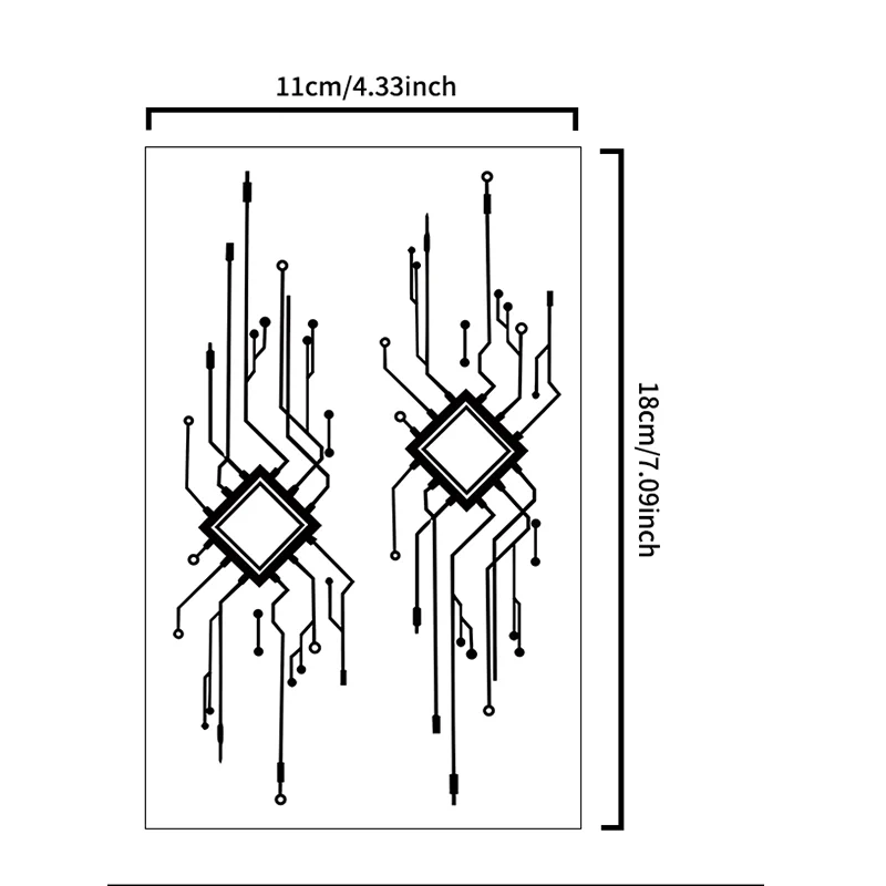 Technology-themed Design with Chip Circuits, 1Pcs Waterproof Temporary Tattoo Stickers. 2