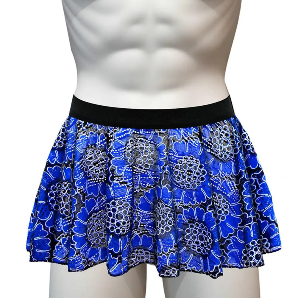 Unisex Pleated Elastic Waist Mini Skirt