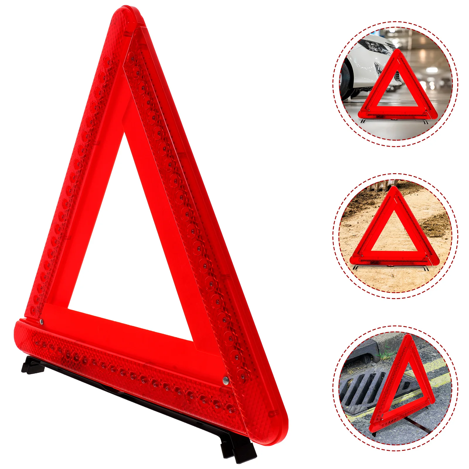 

Triangle Warning Light Outdoor Signs Emergency Floodlight Car Stop Stands Abs Foldable