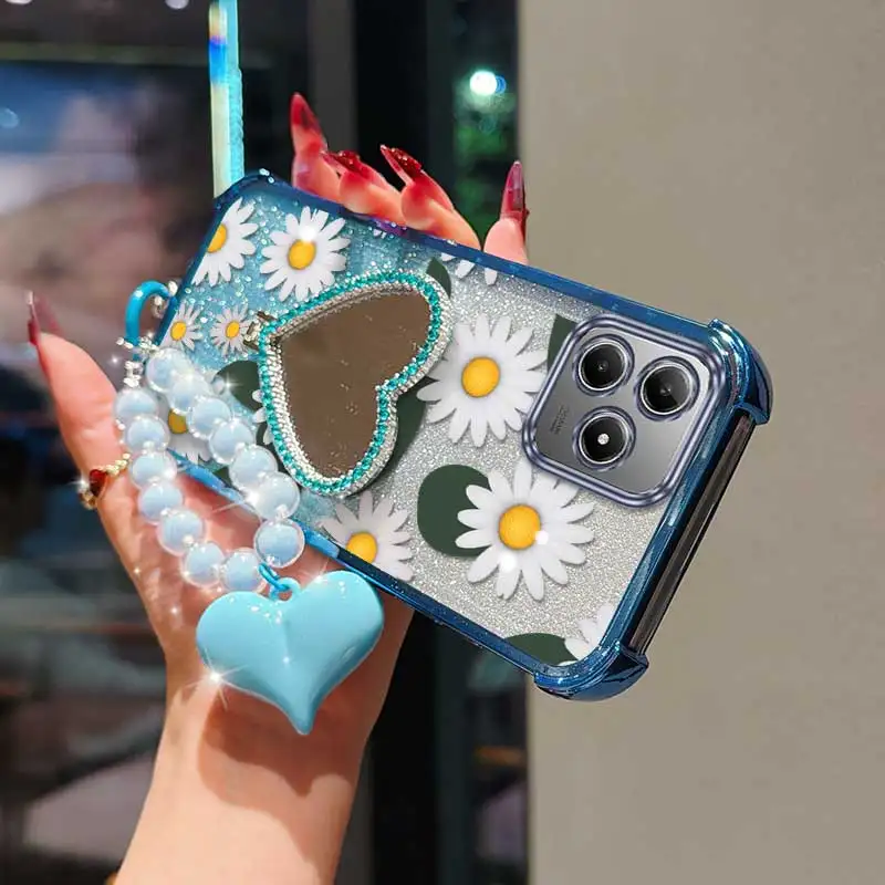 White Daisy Phone Case Set with Lanyard & Stand - 3 Piece Collection
