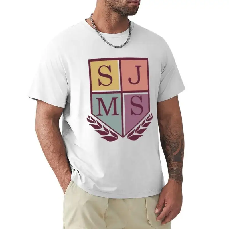 

summer man black t-shirts SJMS Logo T-Shirt oversized t shirts cute tops men clothing men cotton tshirt o-neck tops