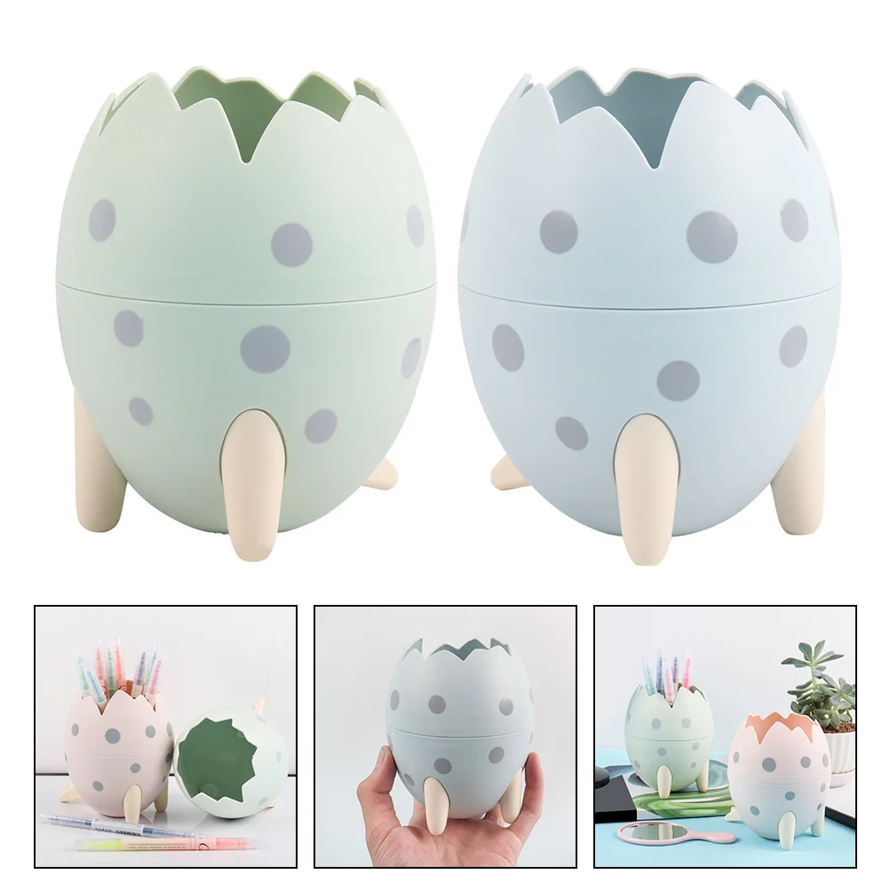 

2 Pcs Plastic Pencil Organizer Pen Holder Cartoon Dinosaur Egg Shape Pens Organizer