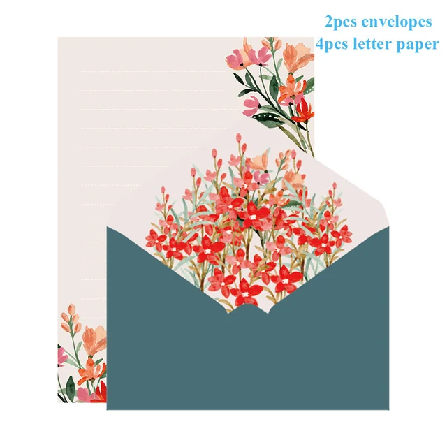thumbnail image 1 of Juego de 6 sobres de papel para cartas, con diseño de flores, papelería kawaii, sobres para tarjetas de felicitación de boda, sobres para invitaciones, suministros para fiestas, 1 of 5