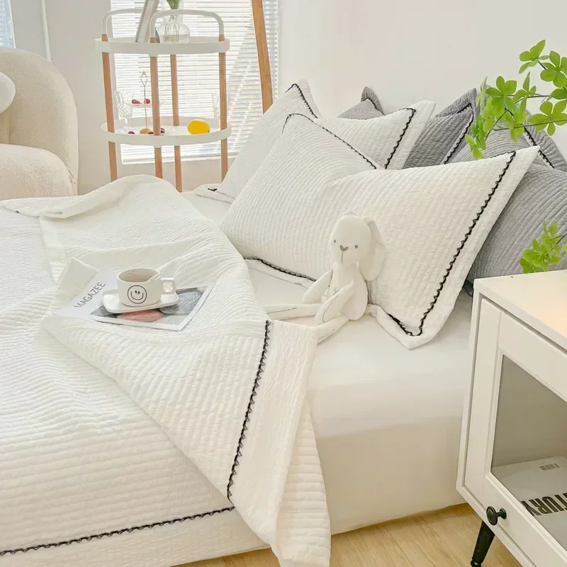 Summer Quilt Summer Quilt Set Bed Comforter French Style Quilted Summer Comforter Set Elegance Princess Bubble Yarn Air Conditioning Quilt Set Skin-friendly Blanket Summer