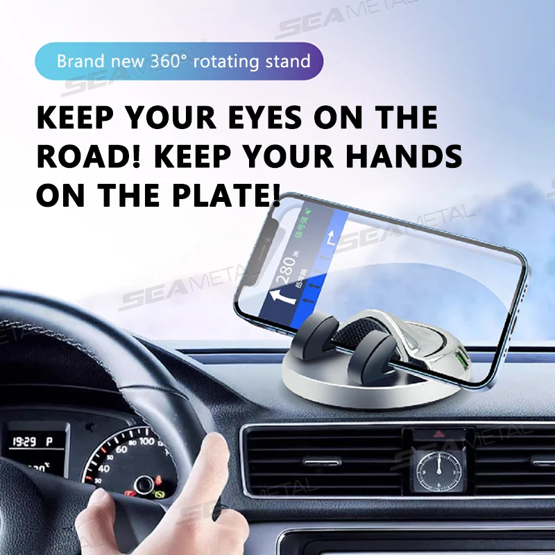 Plastic Car Phone Mount 360 Degree Rotatable Dashboard Holder