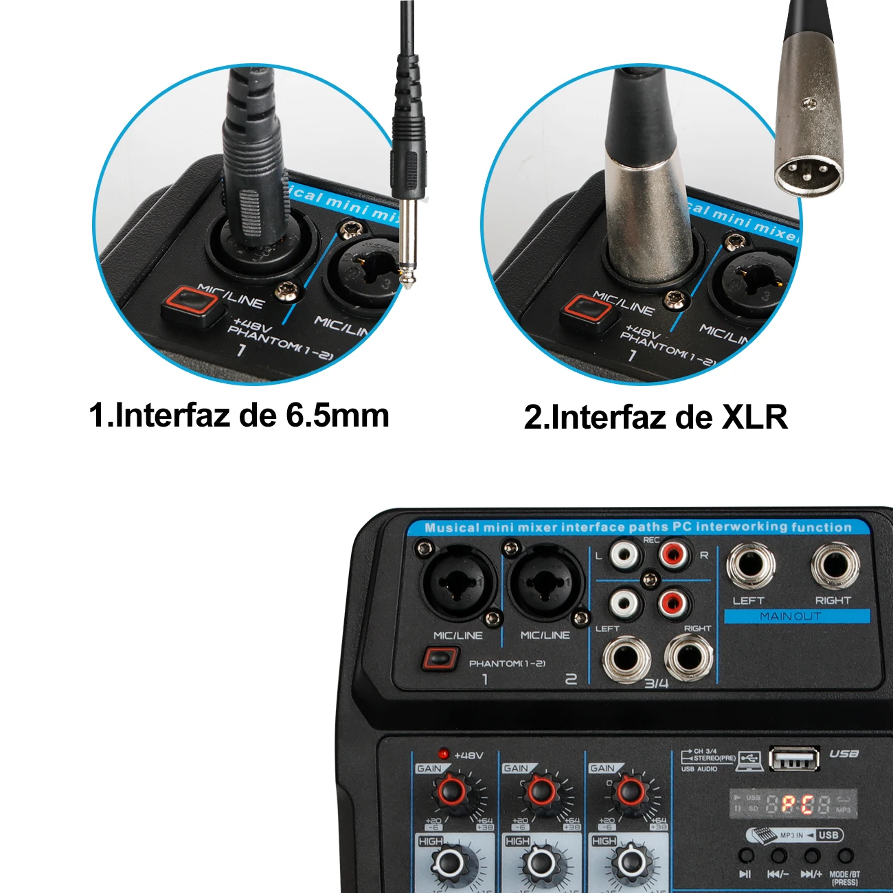 DEPUSHENG U4 Professioneller 4-Kanal-Mixer, Computeraufnahme, Live-Digital-Sound, Musik, Mini-Audiokonsole – Detail 3