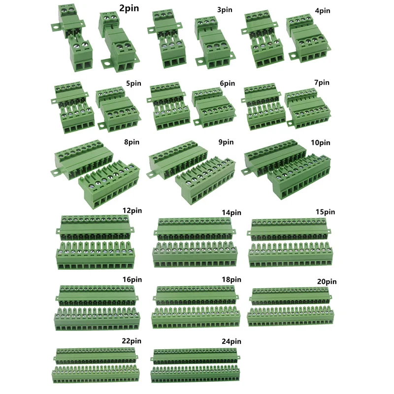Pluggable Terminal Block Connector 1Sets 15EDG 3.81MM 15EDGRKC 3.81 green