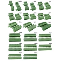1Sets solderless docking type 15EDG 3.81MM screw terminal block connector PCB plug-in type 15EDGRKC 3.81 green terminal block 5