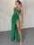 One Shoulder Strap Backless Maxi Dress For Women Gown Strapless Sleeveless Backless Thigh High Split Sexy Evening Dress