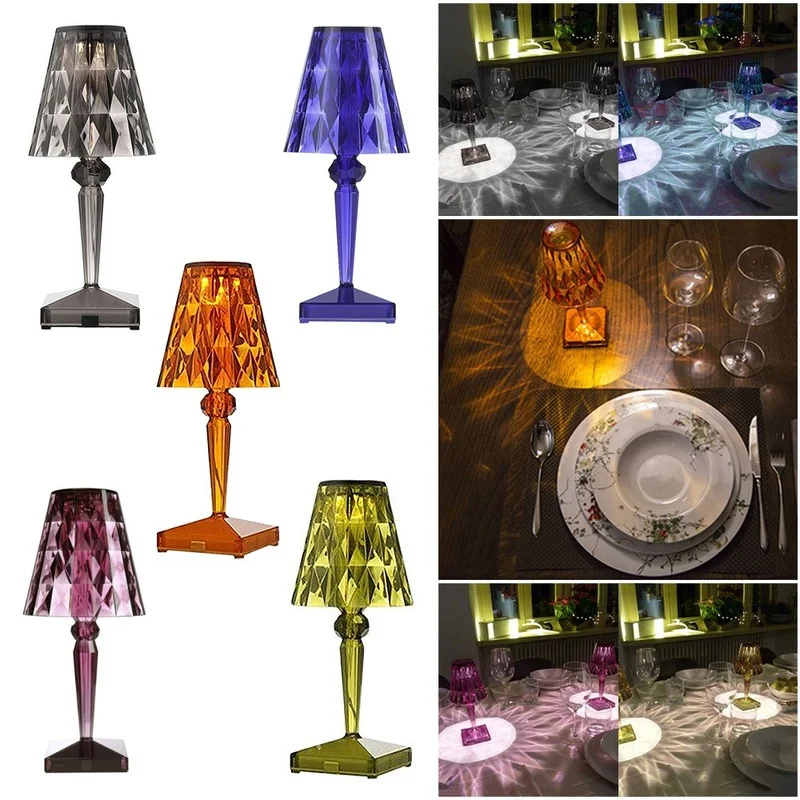 

Acrylic Diamond USB Touch Switch Table Lamp Night Light Atmosphere Light Bar Party Bedroom Living Room Home Decoration Gift