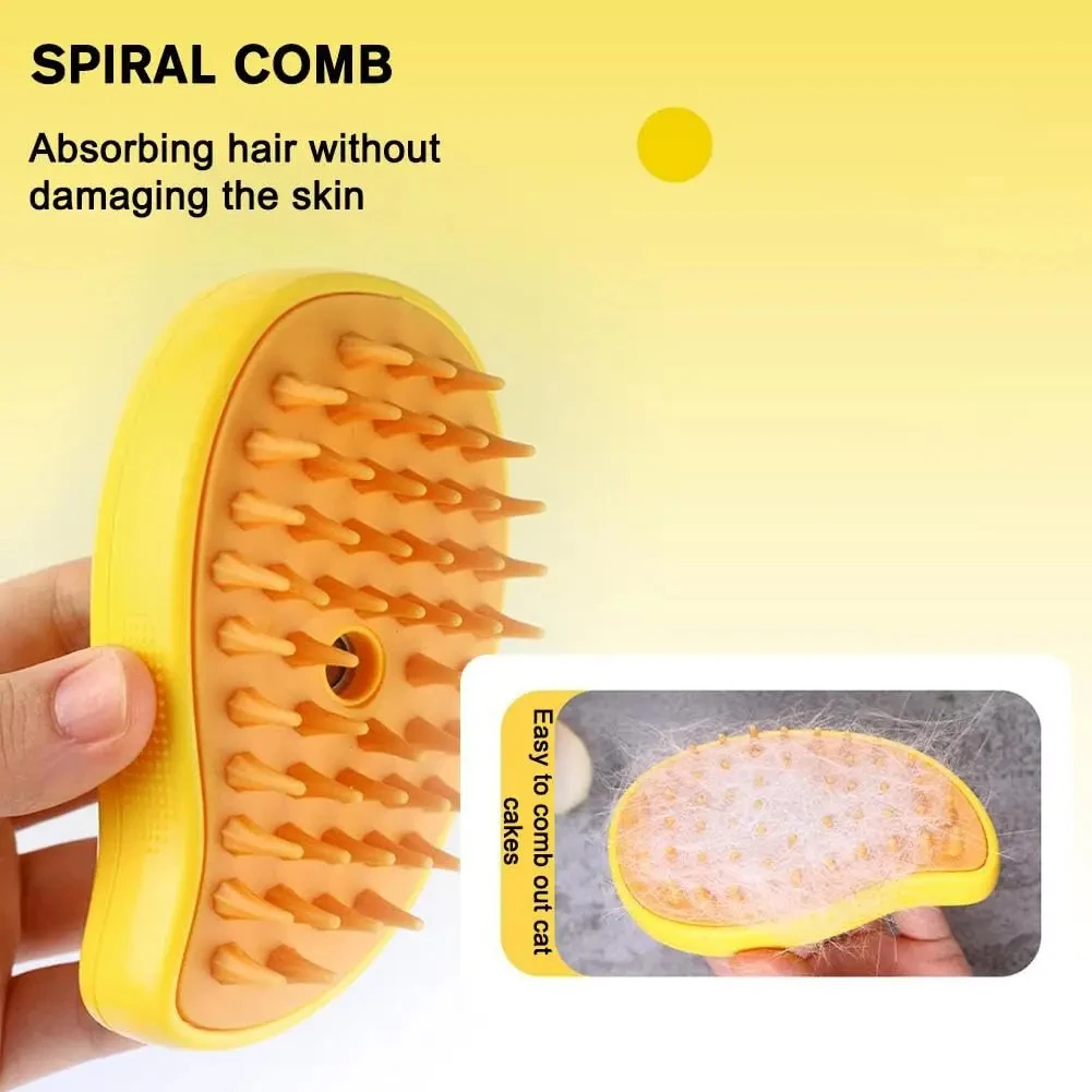 Stoommassagekam voor katten en honden, 3-in-1 elektrische spraykam, badborstel voor katten, haarborstels, verzorgingsproducten voor huisdieren._voghion.com