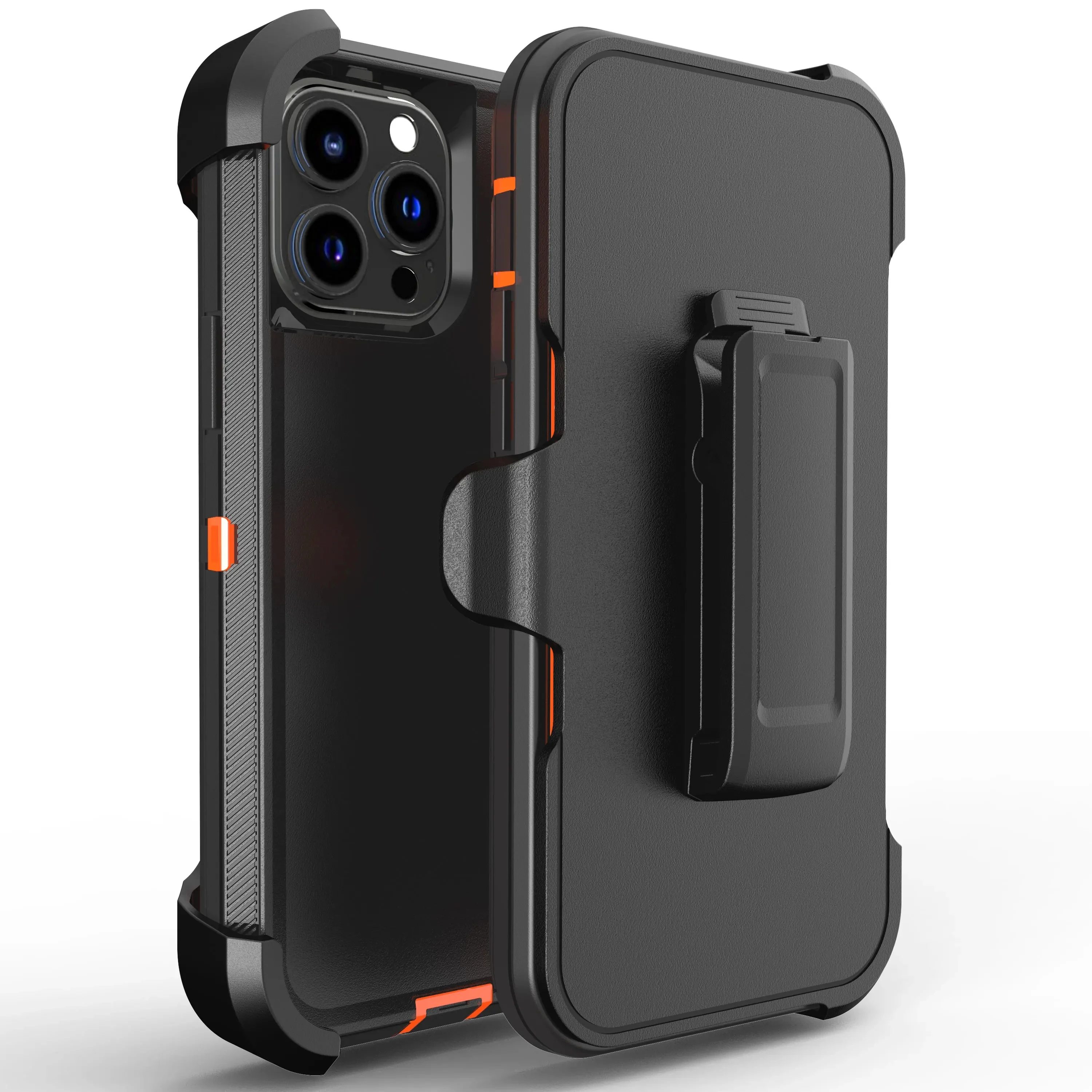 Coque de téléphone 3 en 1 pour iPhone 16E Pro MAX MINI 14 15 16 Plus SE2 SE3, armure antichoc robuste + Clip de ceinture
