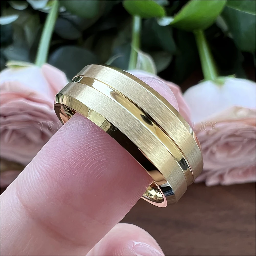 6mm 8mm Tungsten Ring for Men Women Engagement Wedding Band Beveled Edges Matte Finish Comfort Fit