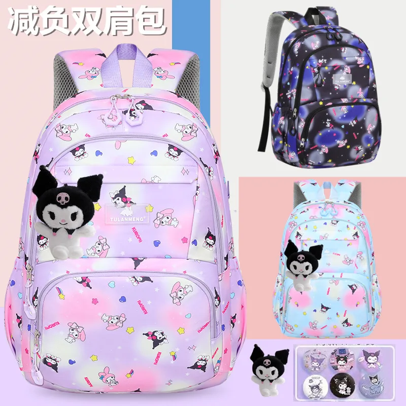 

Школьный портфель Sanrioed Kuromi, мультяшная сумка My Melody, легкий вместительный Детский рюкзак для снижения нагрузки, школьные принадлежности, подарок