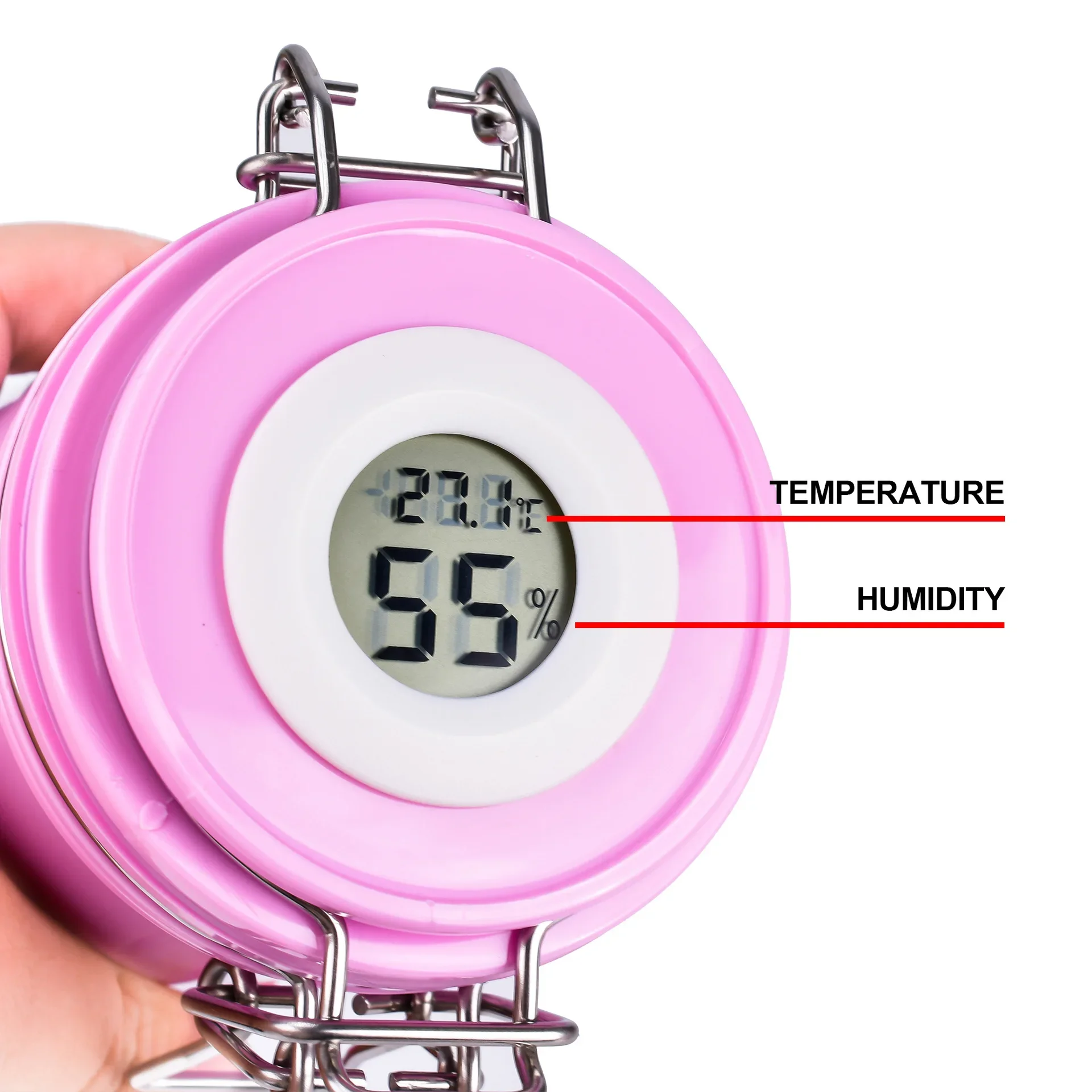 디지털 속눈썹 익스텐션 접착제 보관 탱크, 온도 및 습도 표시 용기, 속눈썹 활성화 밀폐 보관 항아리