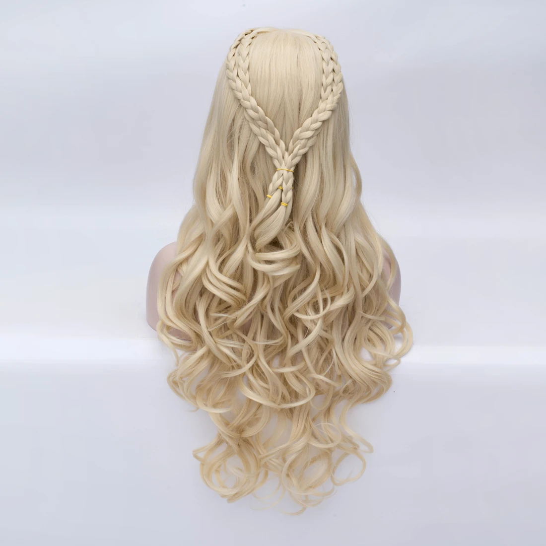 VICWIG Cosplay Wig White Grey Synthetic Braid Hair Long Curly Blonde Gold False Fake Wire Rose Net Wig for Women