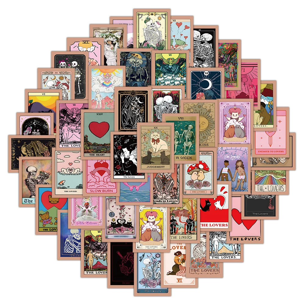 10/30/60pcs Gothic Amour Tarot Cards Waterproof Stickers Cartoon Decals Laptop Phone Fridge Skateboard Luggage Cool Sticker Toys 60pcs anime movie my neighbor totoro cute cartoon waterproof sticker for kids toys scrapbook diary phone laptop luggage stickers