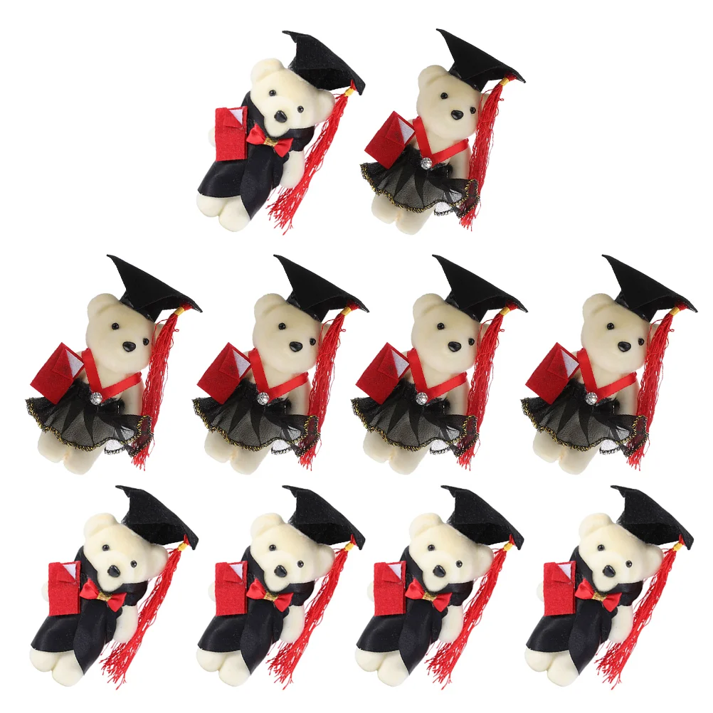 

10 Pcs Flower Bouquet Dr Bear Mini Graduation Bears Miniature Adorn Graduate