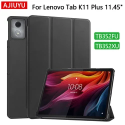 Premium Tri - Fold Flip Magnetic PU Leather Tablet Stand Cover - 11.45 Inch for Tab K11 Plus 11.45in (Black)