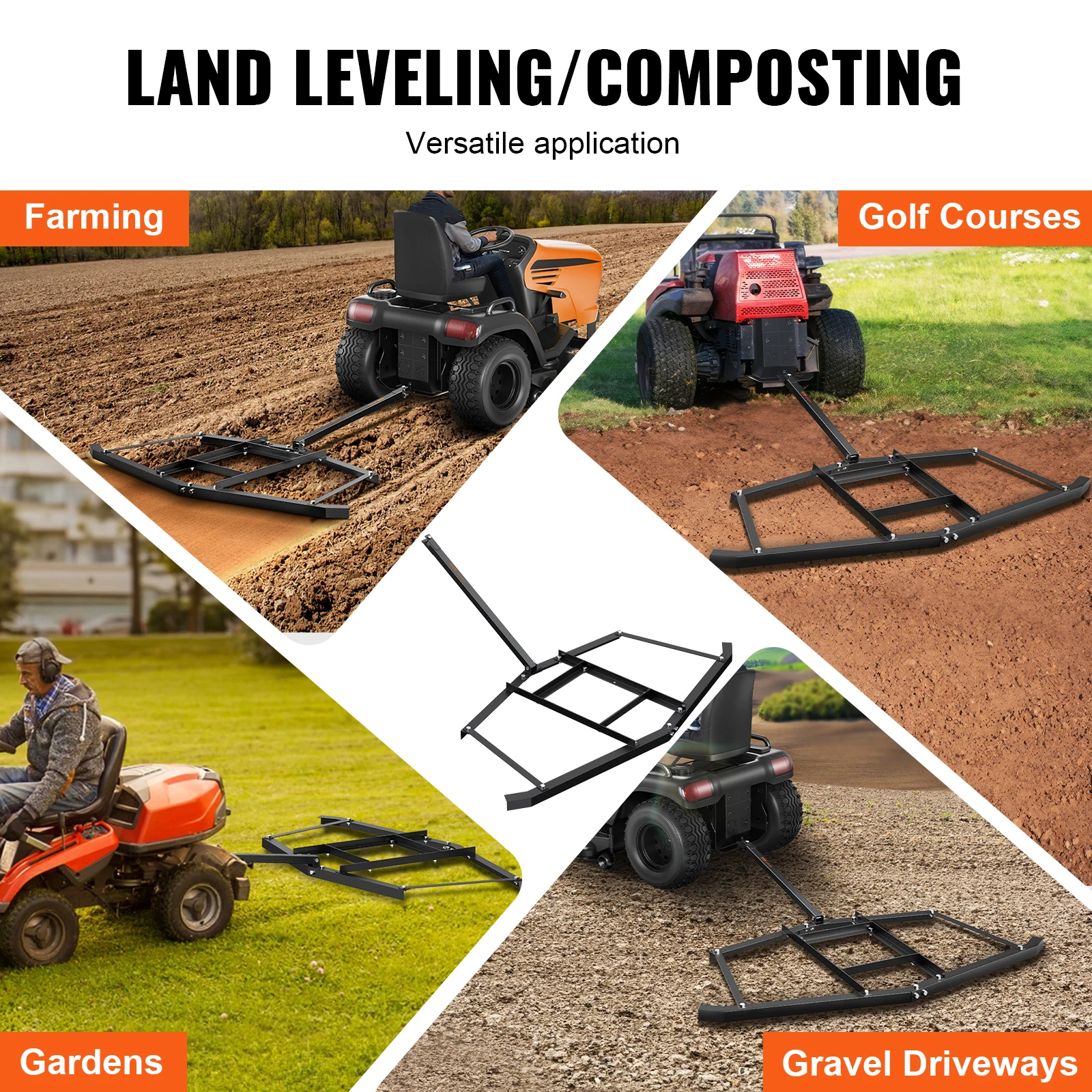 VEVOR Driveway Drag 67.7 inch Width Tow Behind Drag Harrow Q235 Steel Driveway Grader with Adjustable Bars Support up to 50 lbs 6