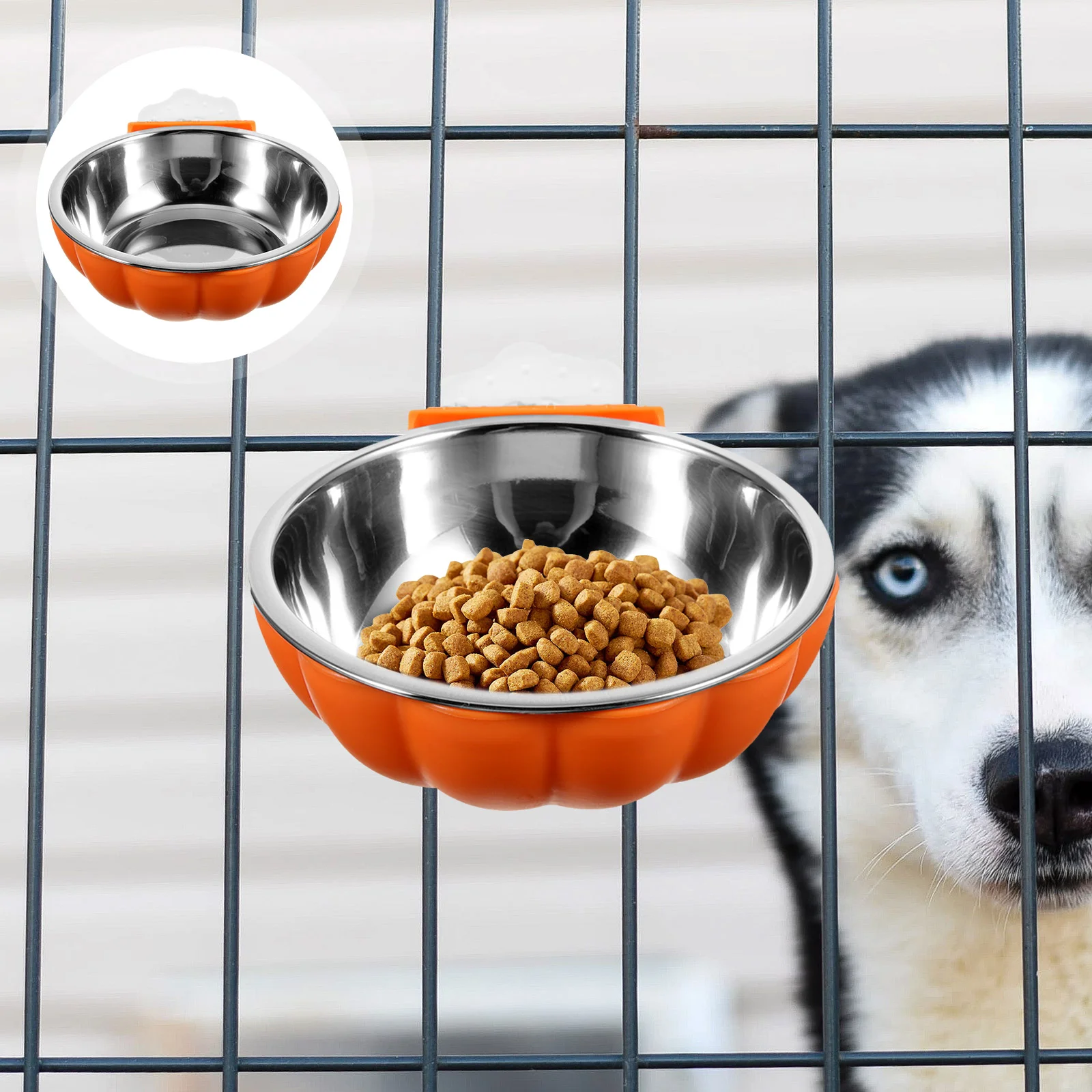 

Dog Detachable Stainless Steel Bowl Attached Cage Dog Bowl Pet Storage Bowl Large Water Dispenser For Dogs And Cats