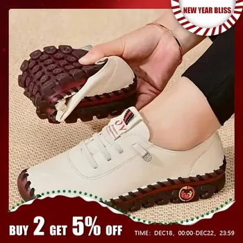 Women Vulcanized Shoes Pu Leather Casual Shoes Soft Comfortable Flat Shoes