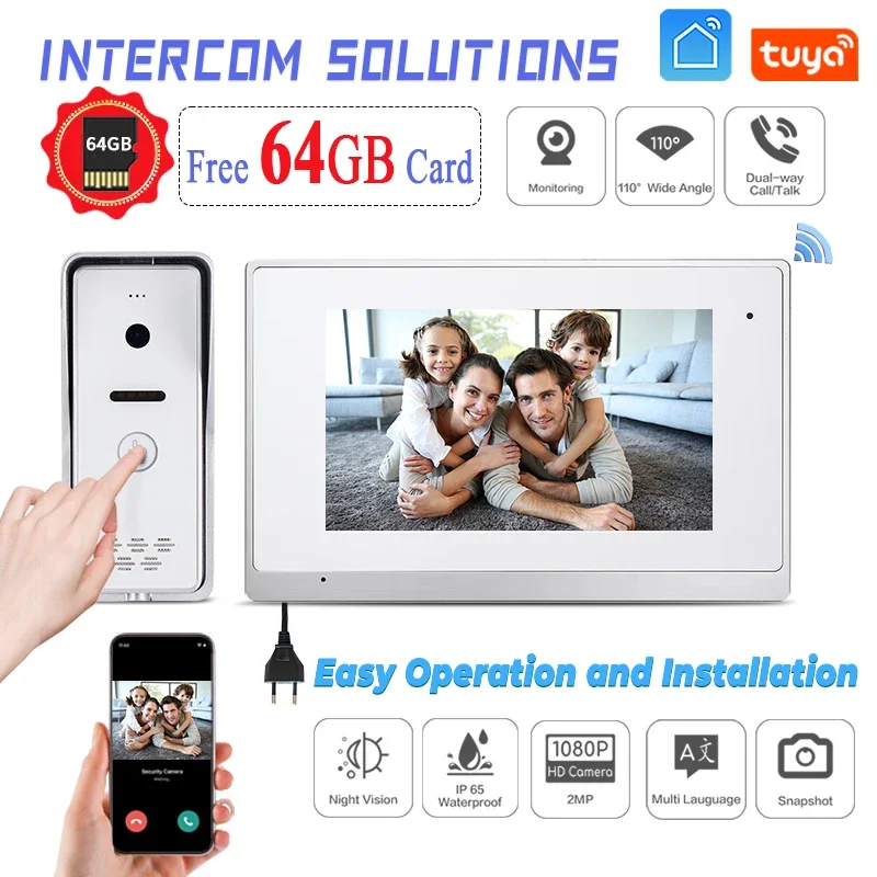 

Best Manufacturer Audio Visual Intercom Video Door Phone Bell Rainproof 2MP 1080P Outdoor Unit 7 Inch Full Touch Screen
