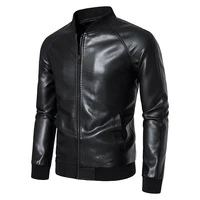 TRAF 2024 Leather Men's New Trend Fashion Spring And Autumn Stand Collar Comfortable Slim Leather Jacket Handsome Youth Coat 1