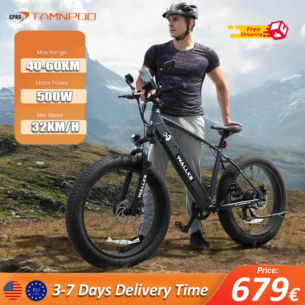 

US EU Stock 500W Motor Electric Bike 48V 10.4Ah Up to 40km/h 26 Inch Fat Tire Mountain EBike 21 Speed Adults Electric Bicycle