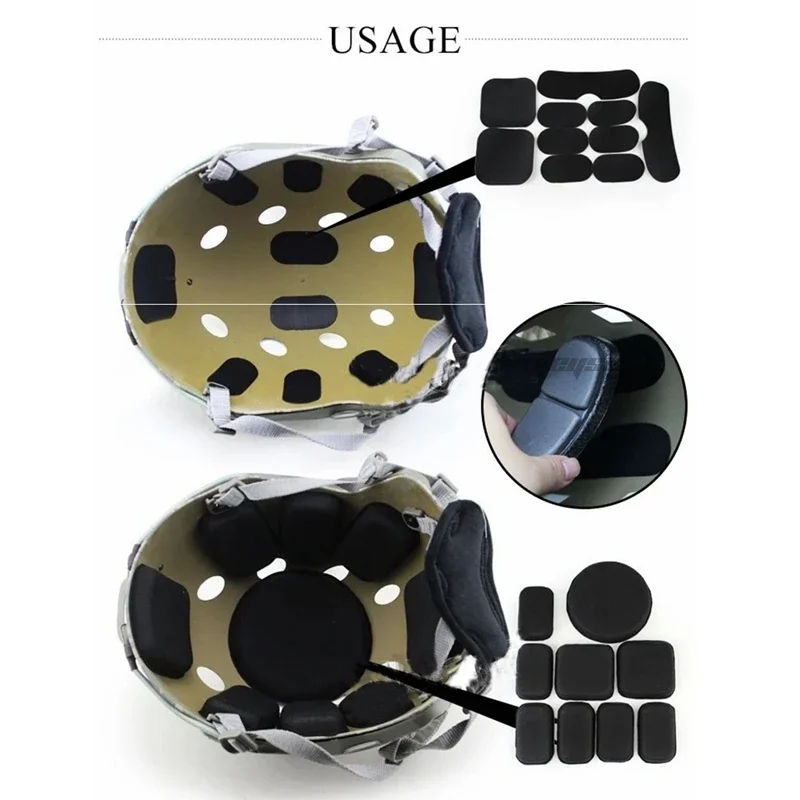 Military Tactical Helmet Protective Pads Replacement Set Memory Foam Pads for Airsoft Paintball Fast MICH Helmet Accessories