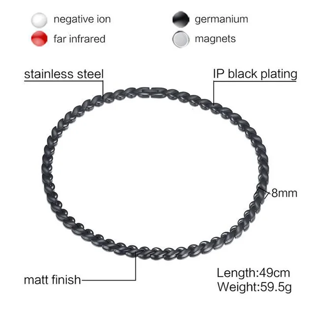 Health Energy Pure Titanium Hematite 99.999% Germanium Infrared Magnetic 3 In 1 Elements Therapy Power Necklace