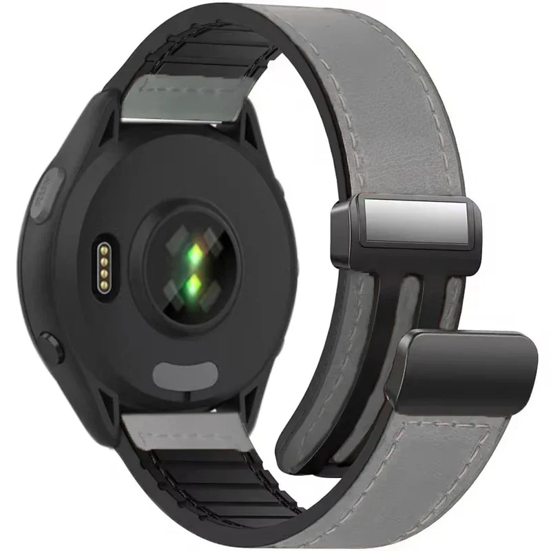 Magnetic Breathable Leather-Silicone Watch Strap, 22mm/20mm