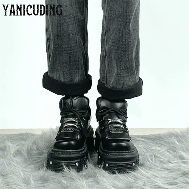 new rockスニーカー M-106-S112 EU43 ANKLE BOOT BLACK TOWER WITH LACES M-106-S112