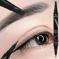 Double-headed 4 Forks Liquid Eyebrow Pencil Eyeliner Natural Black Brown No Smudging Brow Pen Long Lasting Eyes Makeup Cosmetics 1