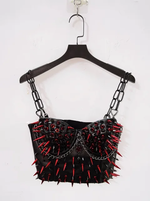 Red Spikey Shrug Top and Skirt 4