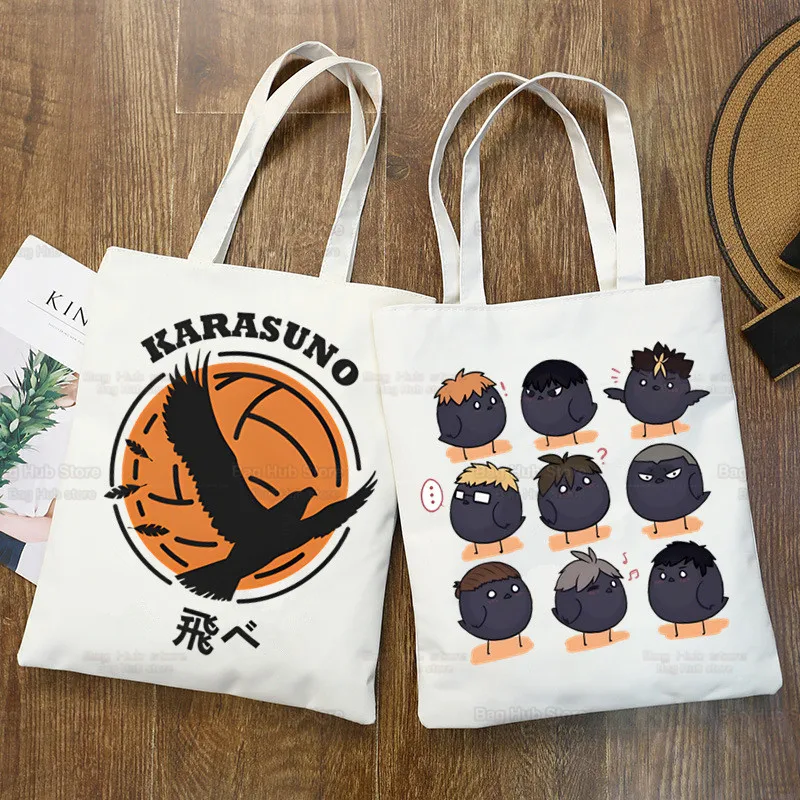

Волейбол Haikyuu! Сумка для покупок Karasuno, многоразовая Джутовая сумка для старшей школы, шоппер Haikyuu Hinata