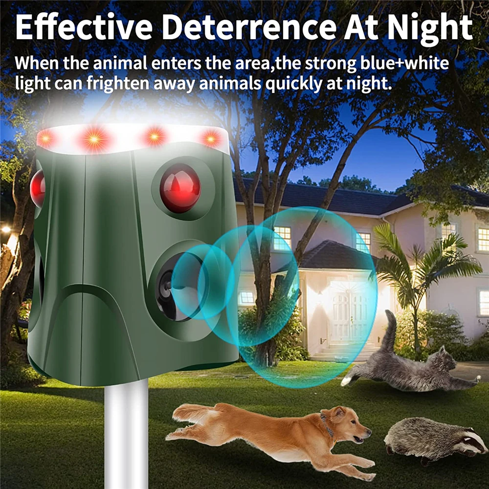 DURANOM Ultrasonic Wild Animal Repeller - Outdoor Solar Powered