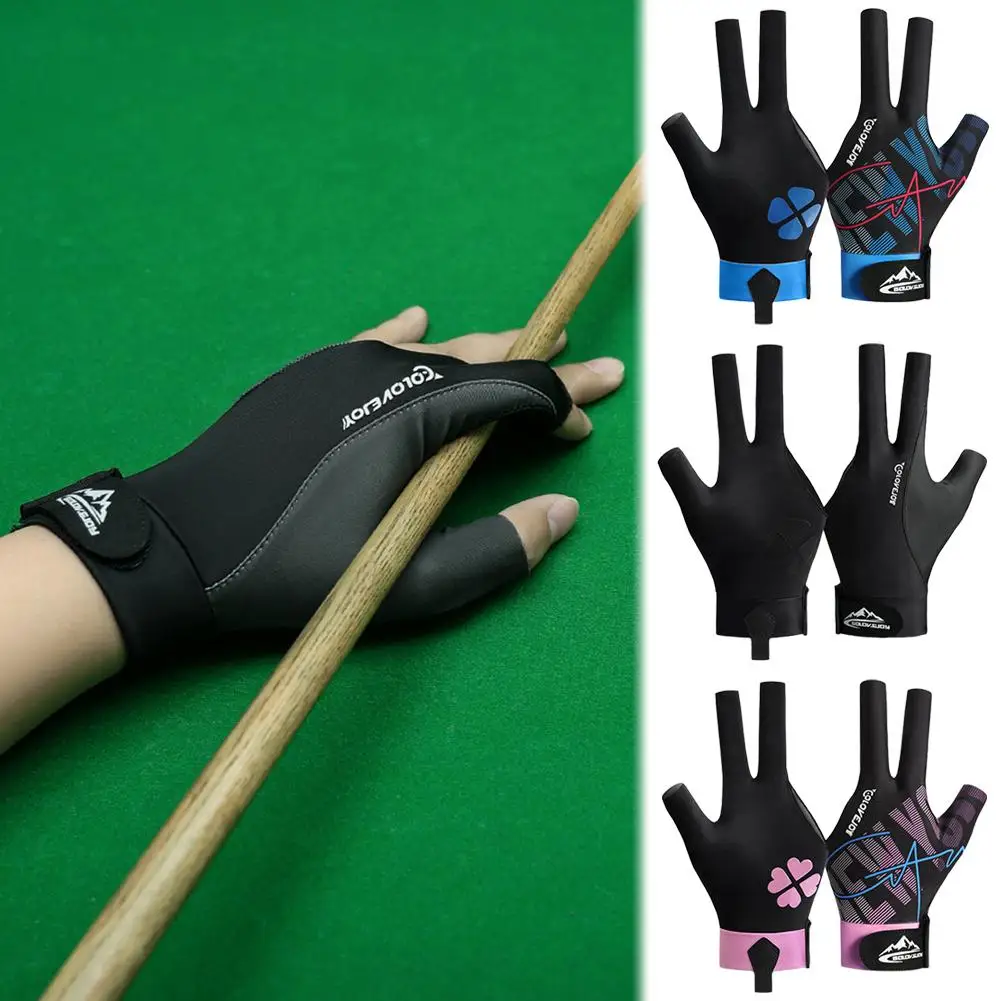 1pc Left Hand Billiards Glove Three Finger Snooker Slip Glove Stickers Billiard Gloves Elasticity Training Billiard Non V2H0