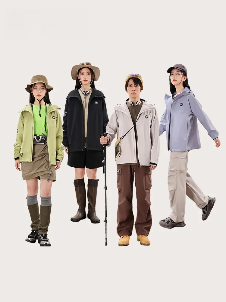 야외 방풍 방수 카멜 코트 봄 신상 유니섹스 하이킹 등산 자켓 싱글 레이어 판다 브랜드 폴리에스터 섬유