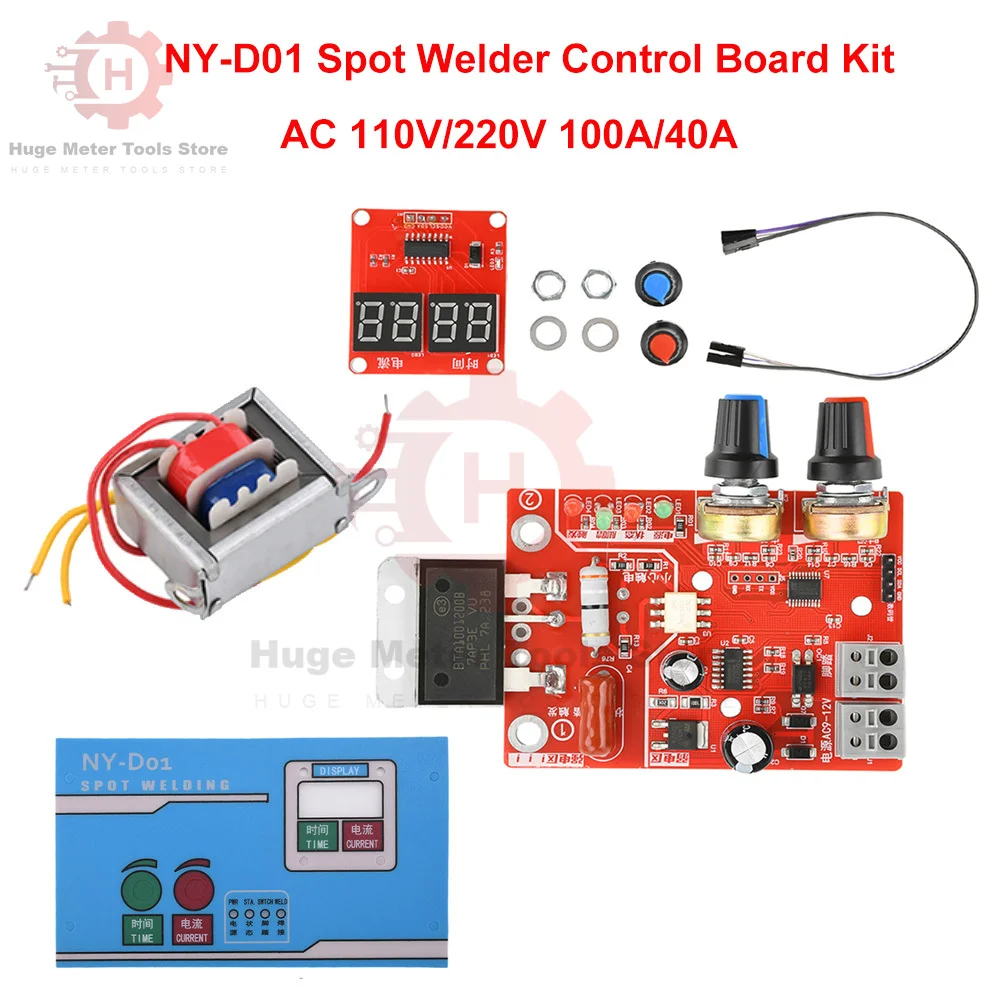 【Exclusive】 NY-D01 Spot Welder Control Board Kit AC110V 220V 100A 40A Digital Display Spot Welding Machine Time And Current Control Module