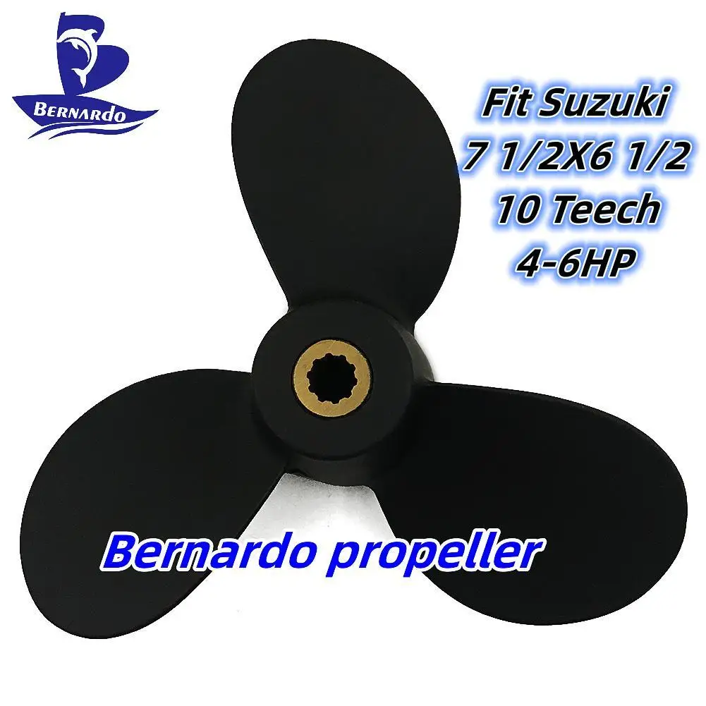 Bernardo Boat Propeller 7 1/2x6 1/2 Fit Suzuki Outboard Engines 4 6 HP Motor Aluminum Alloy Screw 3 Blades 10 Tooth Spline RH 12 spline tooths 4 6hp aluminum alloy 3 blades 7 8 x 8 outboard propeller boat for for nissan 4 6hp 3r1w64516 0