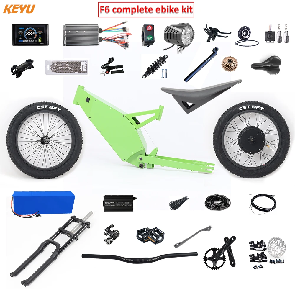 KEYU F6 enduro ebike kit 60V 3000W Electric motorcycle Complete ebike kit conversion electric bike stealth bomber frame