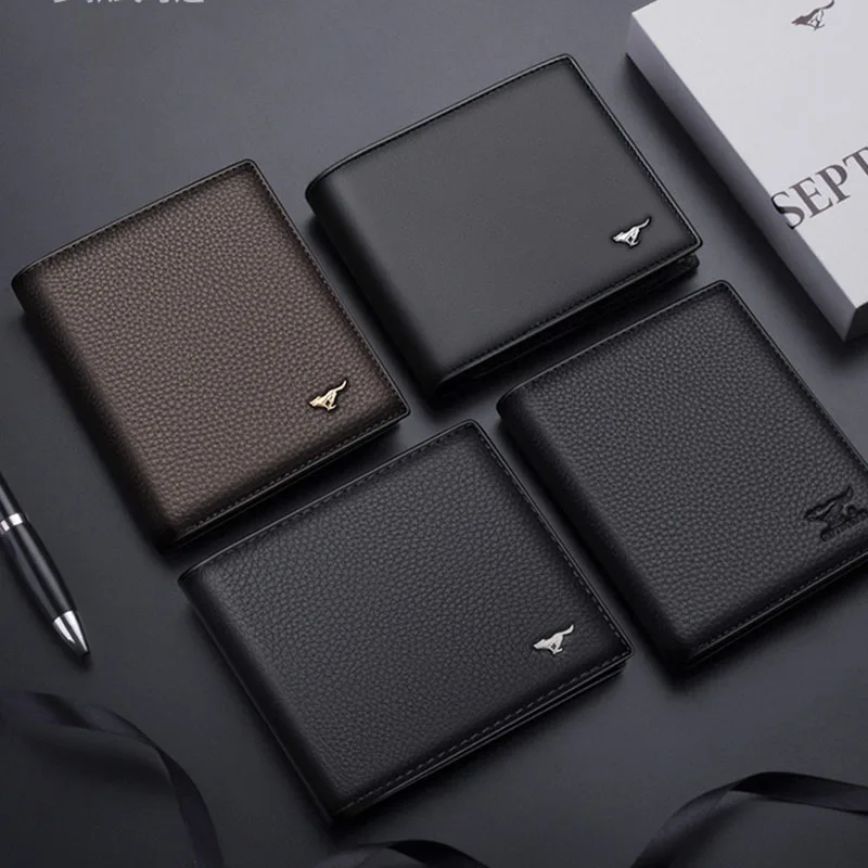 Septwolves Luxury Brand Men Wallet Original Genuine Leather Slim Bifold Card Holder Purse Wallet 6